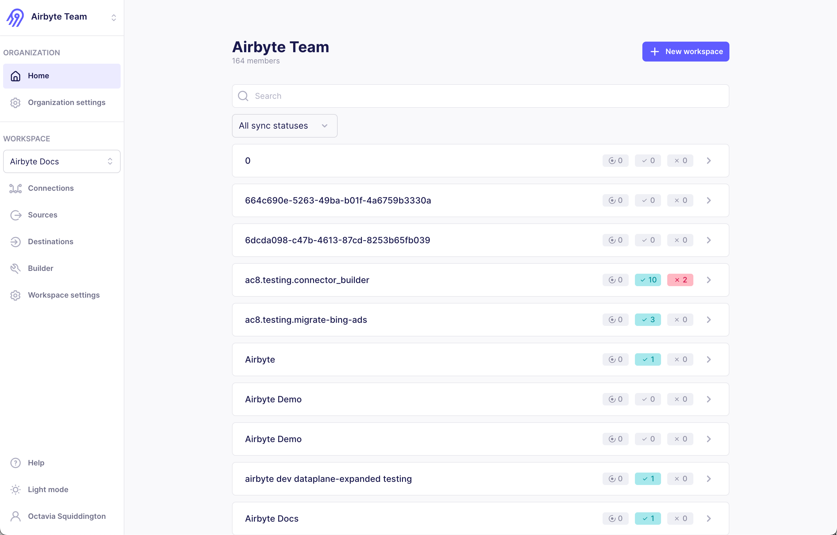 A screenshot of Airbyte&#39;s home page